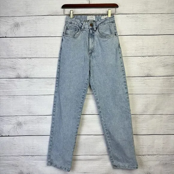 COTTON ON Stretch Straight Jeans Size 4 Vintage Wash Boyfriend Hi Rise Denim‎ - Picture 2 of 9